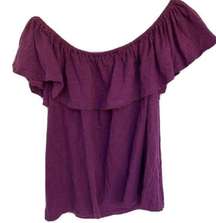 REBECCA MINKOFF Blouse Cotton Purple One Shoulder