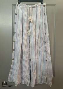 Vintage Havana Cotton Pastel Striped Wide Leg Pants