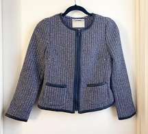 Navy Blue & White Tweed Blazer Jacket