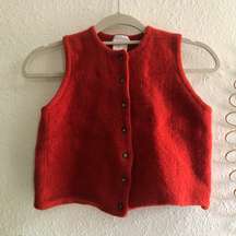 Burnt Orange button down cropped sleeveless sweater vest 100% WOOL (Size S)