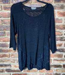 Allison Brittney Loose Open Knit Lace Pullover Sweater Women's Size XL