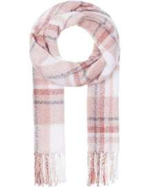 Mavi Jeans Pink and Silver Knit Plaid Scarf Wrap