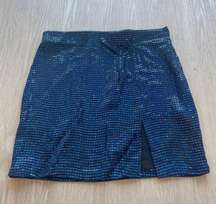 Blue Sequin Mini Skirt