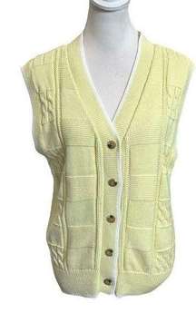 Aritzia TNA Rochester Sweater Vest Button Front Knit  VNeck Yellow Womens Size S