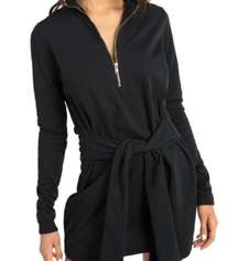 N:PHILANTHROPY: Elsa Tie-Waist Dress Sweatshirt Black Mini Dress