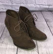 tie heeled bootie brown sz 7 women