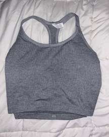 Gray Ribbed Racerback Tank