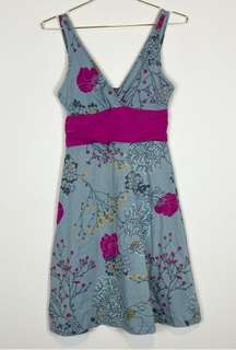 Patagonia Margot Organic Cotton Gray Pink Floral Casual Dress Size XS