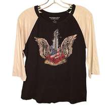 Denim & Supply Ralph Lauren Guitar Angel Wings 3/4 Sleeve T-Shirt. Size M