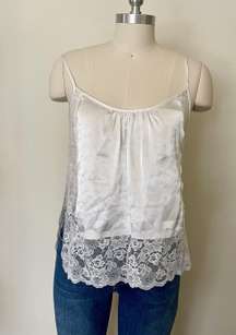 White Silly Tank With Lace Side Panels 