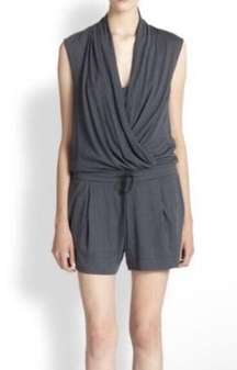 Helmut Lang Gray Sleeveless V Neck Drape Casual Jersey Romper Womens Size P XS