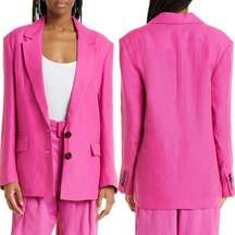 Farm Rio Pink Oversized Linen Blazer Women's Medium NWOT