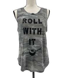 Women's Camo "Roll With It" Sushi Graphic Tank Top