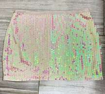 Victorias Secret Vintage Pink Iridescent Sequin Club Party Mini Skirt- Size 6