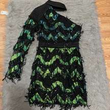 New Boutique Green Fringe Dress Size Small