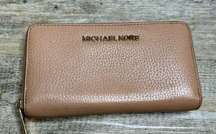 Michael Kors Jet Set Bi-Fold Leather Wallet Tan Brown Zip Around