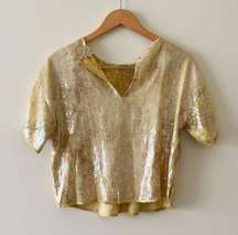 ANTHROPOLOGIE  Yellow Sequin Tech Top Size XXS / XS