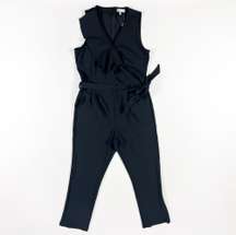 NEW Neiman Marcus Stretch Ponte Sleeveless Asymmetrical Ruffle Jumpsuit Jumper 