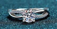 18K White Gold Plated Adjustable 1 CT CZ Diamond Wedding Ring for Women