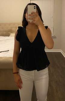 Black Eyelet Top