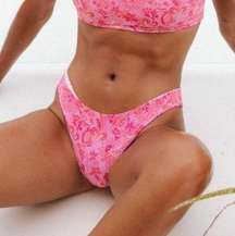 Revolve x VDM The Label Belinda Reversible Bikini Bottom Pink Paisley Stripe NWT