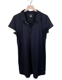 Tek Gear DryTek Women's Polo Shirt Dress Solid Black Golf Athletic Size Large