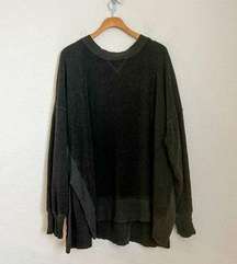 AERIE black Fleece Oversized Crewneck Sweater size XXL