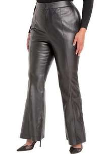 Eloquii Plus Size Faux Leather Flare Leg Trouser High Rise 24 Gothic Punk Pants