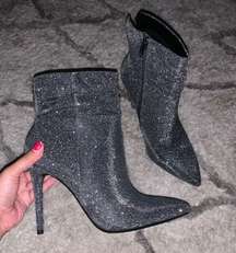 lerona sparkle booties in pewter