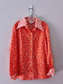 coral paisley floral button up size XS/S