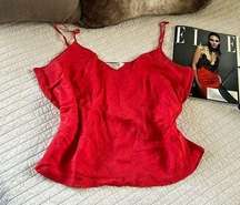 Vtg Allison Taylor woman red 1X 100% silk Cami tank