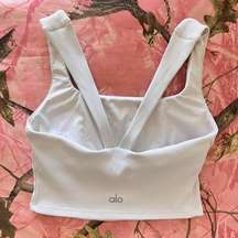 white sports bra ribbed cross back