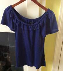 Ruffle Neck Linen Sweater - Sz S