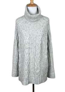 The White Label Company Sweater M Womens Gray Cable Knit Turtleneck‎ Wool Alpaca