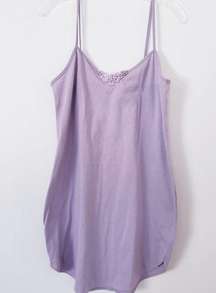 Vintage Tank Nightgown Chemise Lilac Purple Crochet Lace Detail Medium
