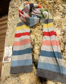 Mindy Scarf Angora Lambswool Nylon Viscose Cashmere Cozy Striped New