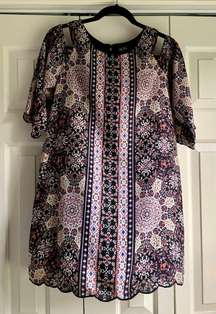 Patterned Cold Shoulder Dress