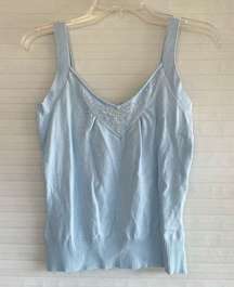 Hillard & Hanson Light Blue Sweater Embellished Tank Top