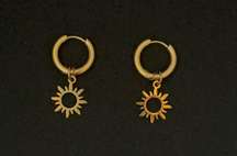 Gold Sun Dangle Drop Earrings 