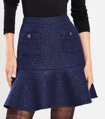 LOFT Navy Tweed Skirt