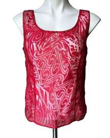 Coldwater Creek Dressy Mesh Overlay Tank Top, Sz 10