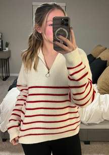 Striped 1/2 Zip Sweater