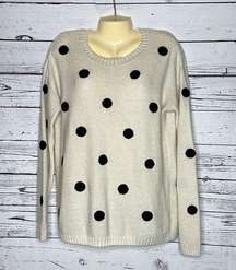 Marilyn Monroe Size M Cream & Metallic Gold w/ Black Textured Polka Dot Sweater