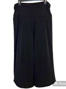 Black Stretch Wide Leg Pull On Gaucho Pants Size XL