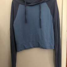 Women's Blue Two-Toned Cropped Hoodie