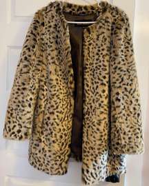 Leopard Print Faux Fur Jacket 