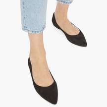 JustFab Krissy Pointed Toe Ballet Flat Black Size 8