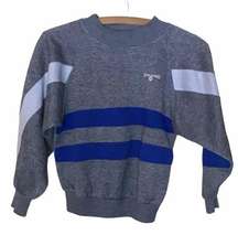 SPALDING THE VINTAGE TWIN 90S GRAY BLUE STRIPE PULLOVER SWEATSHIRT WMNS SIZE XS