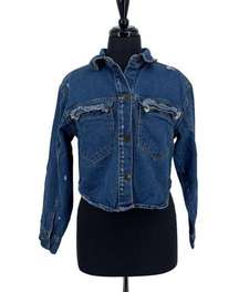 Boom Boom Jeans Los Angeles Women's High Low Denim Shirt Jacket Size Small NWOT