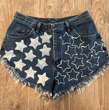 Hand Painted Star Jean Shorts